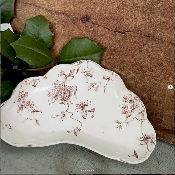 Vintage Ironstone Bone Dish Brown Transferware Royal Ridgeway Waverly England - Picture 1 of 7